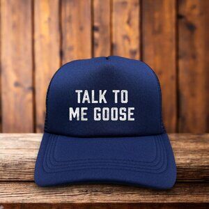 Top Gun Talk To Me Goose Mens Trucker Hat Navy Snapback 80s Action Baseball Cap